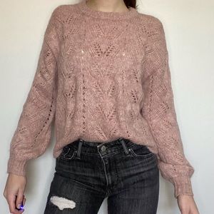 American Eagle Cropped Eyelet Sweater